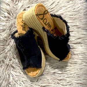 ✔️ WORN ONCE! Sam Edelman Black tattered wedges